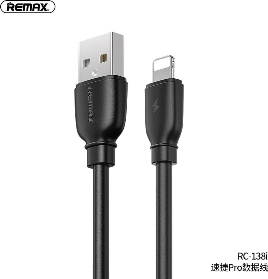 Remax USB-A - Cablu USB Lightning 1 m negru (RC-138i negru)