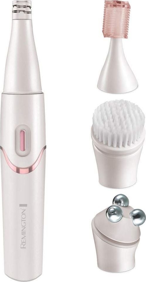 Set de ingrijire faciala Remington Smooth & Silky EP7070, Epilator, Cap masaj, Perie faciala, Trimmer, Alb