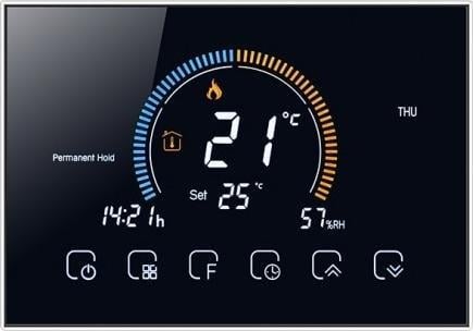 Renov8 Smart Wi-Fi Thermostat with color LCD for water floor heating - compatible 86x86 and round 60mm box