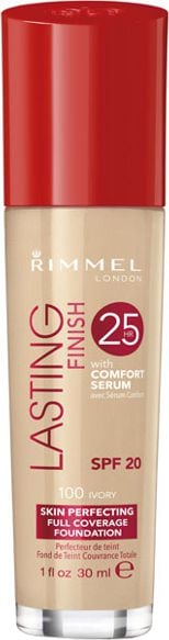 Fond de ten Rimmel London Lasting Finish 25H 100 Ivory SPF 20, 30 ml