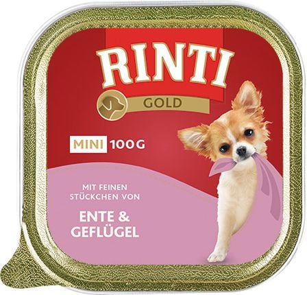 Hrana umeda pentru caini Rinti Gold Mini cu rata si pui 100 g