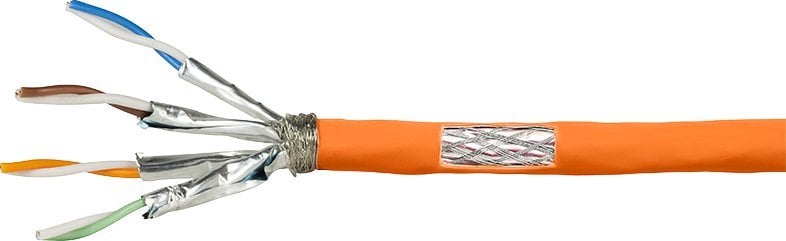 Rola cablu S/FTP Logilink, Cat7, 100m, Cupru, Solid, AWG23, ecranat, Portocaliu