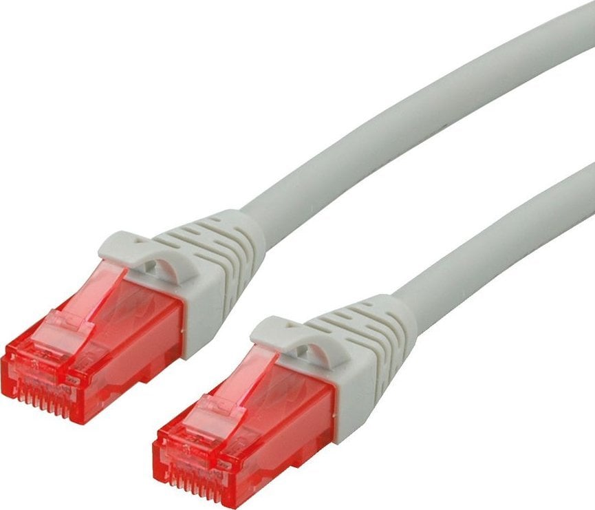 ROLINE - Patch- Cable - RJ-45 (M) este un RJ-45 (M) - 7,5 m - UTP - CAT 6 - fără halogeni, în formă, catenar - gri (21.15.2506)