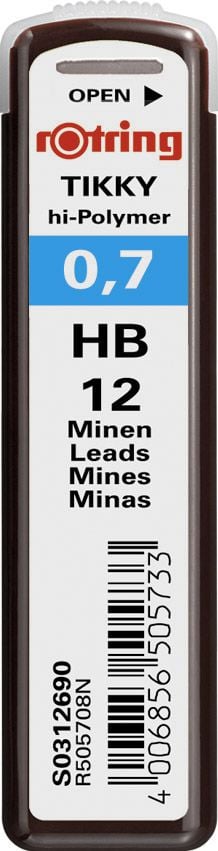 Mine, rezerve si cerneala - Mine Rotring HB, 0.7 mm, 12 buc