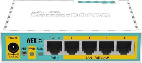 Router Ethernet MikroTik hEX PoE lite RB750UPr2, SOHO, 5x10/100 Mbps, PoE in, PoE out, USB
