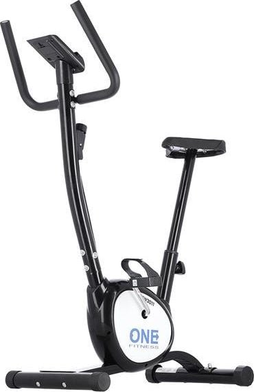 Bicicleta stationara de antrenament mecanica One Fitness RW3011 alb-negru.