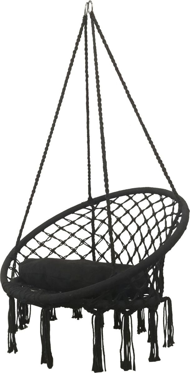 Royokamp Hammock scaun suspendat ajurat 80x60cm cu o pernă neagră