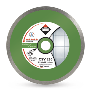 Disc diamantat pentru gresie si faiant portelnata CSV115 PRO Rubi, diametru exterior disc 115mm, diametru interior disc 22.2mm