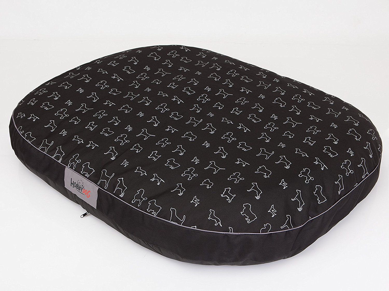 Saltea Hobbydog Ovala cu caini, XXL,130x100x15 cm, Neagra