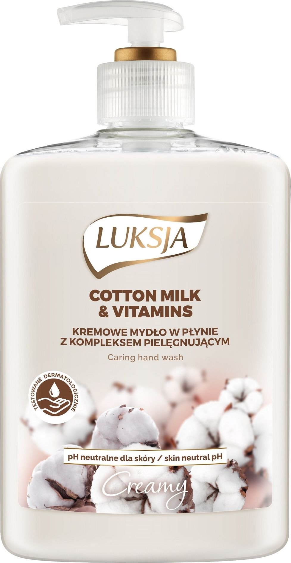 Sapun lichid cu miros de Lapte de Bumbac si Vitamine, Luksja, 500 ml