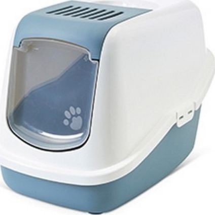 Savic Nestor WC - cutie acoperită cu gunoi pisica cu uși alb-albastru confortabile universal