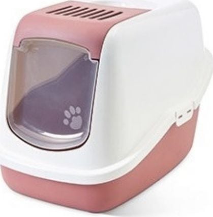 Savic Nestor WC - cutie acoperită cu gunoi pisica cu o ușă de convenabil roz pastel universal