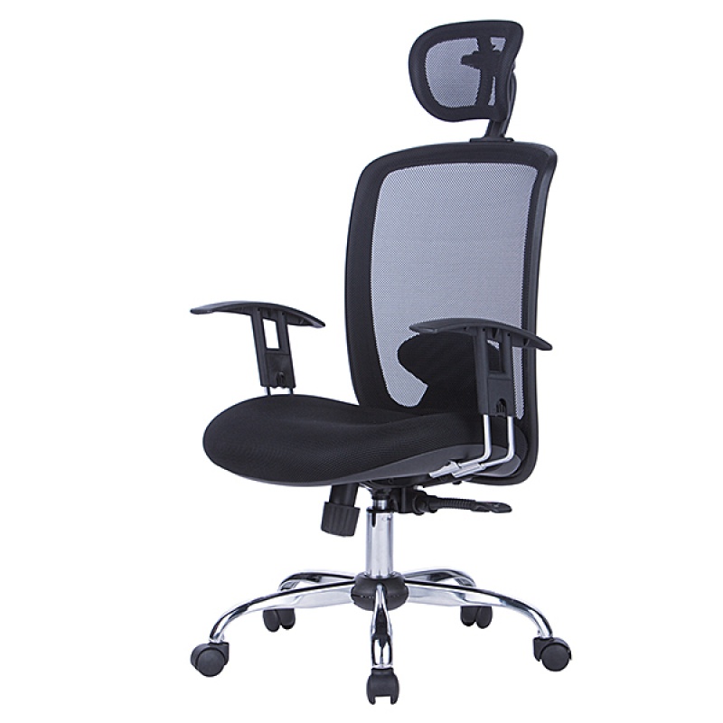 Scaun de birou OFFICE Products Samos, ergonomic, mesh + textil, negru