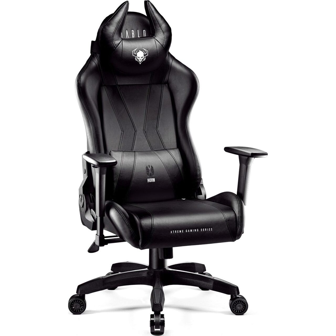 Scaun gaming Diablo Chairs X-HORNSCZCZA, piele ecologica, 150 kg, Negru