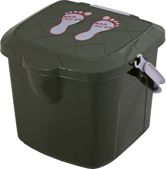 Scaun si cutie de depozitare din plastic, 15.5 L, Verde kaki