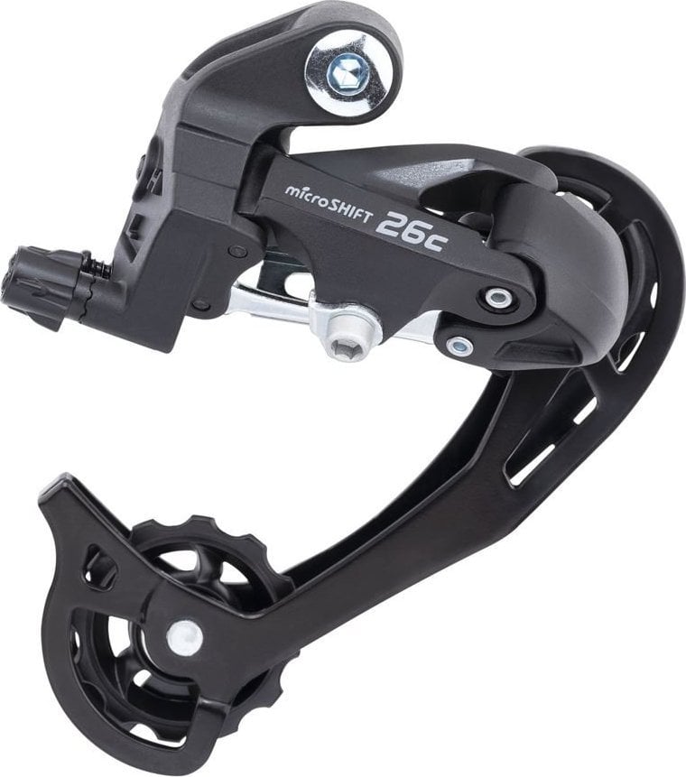 Schimbător spate Microshift MICROSHIFT, 7-8 viteze (2/3x7/8), compatibil Shimano, cușcă lungă, max. Mod 28-34T, Mod Min. 13-14T, Capacitate 45T (NOU)