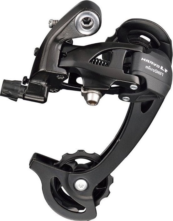 Schimbător spate Microshift MICROSHIFT MARVO, 9 trepte (2/3x9), Compatibil Shimano, Cușcă lungă, Max. Mod 28-36T, Capacitate 45T (NOU)