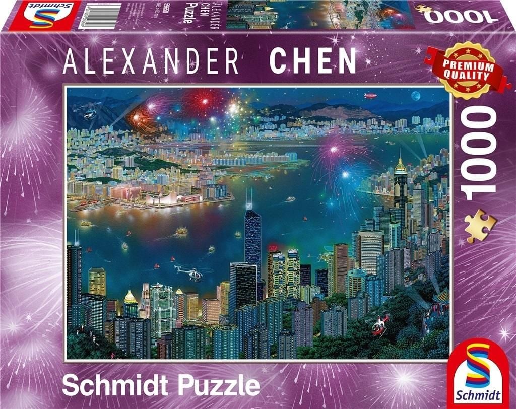 Puzzle Schmidt - Alexander Chen: Fireworks over Hong Kong, 1000 piese
