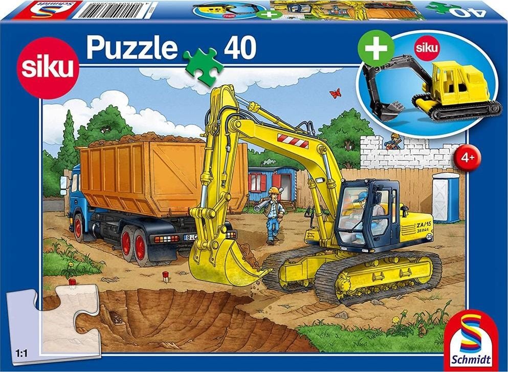 Schmidt Spiele Puzzle Siku Excavator + jucărie