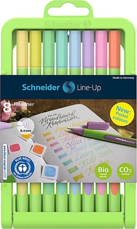 Schneider Cienkopis SCHNEIDER LINE-UP PASTEL, 0,4mm, 8 szt, w kasecie typu stojak - mix kolorów