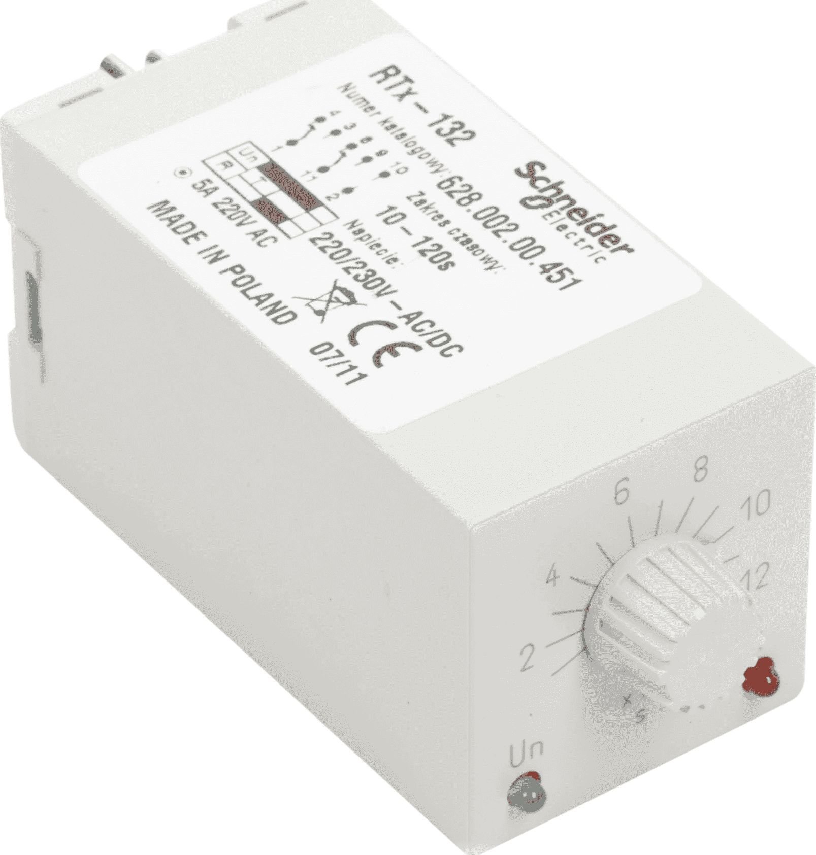 2P timer 5A 10-120sek 220-230V AC / DC comutare întârziere RTX-132 220/230 120 secunde (2000644)