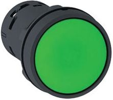Buton de comandă Schneider Electric 22 mm verde cu revenire cu arc 1NC 1R (XB7NA35)