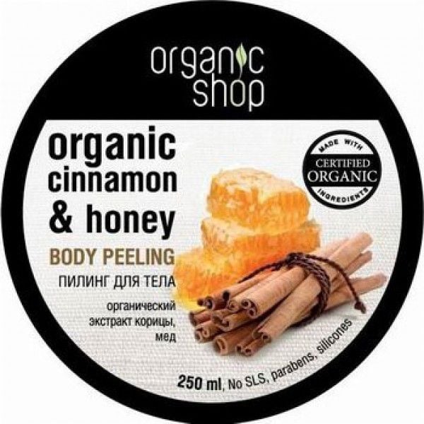 Scrub de corp delicios cu miere si scortisoara Honey Cinnamon 250 ml Organic Shop