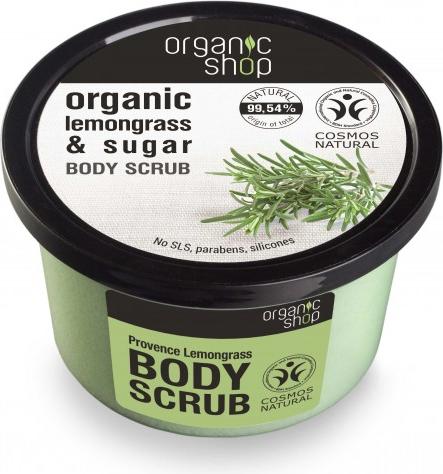 Scrub de corp delicios cu zahar si lemongrass Provence Lemongrass, 250 ml Organic Shop