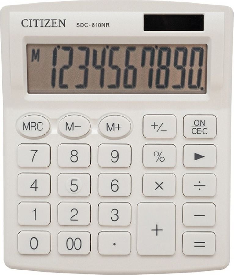 Calculatoare de birou - SDC810NRWHE Citizen calculator, alb, desktop, 10 locuri, cu dublă putere