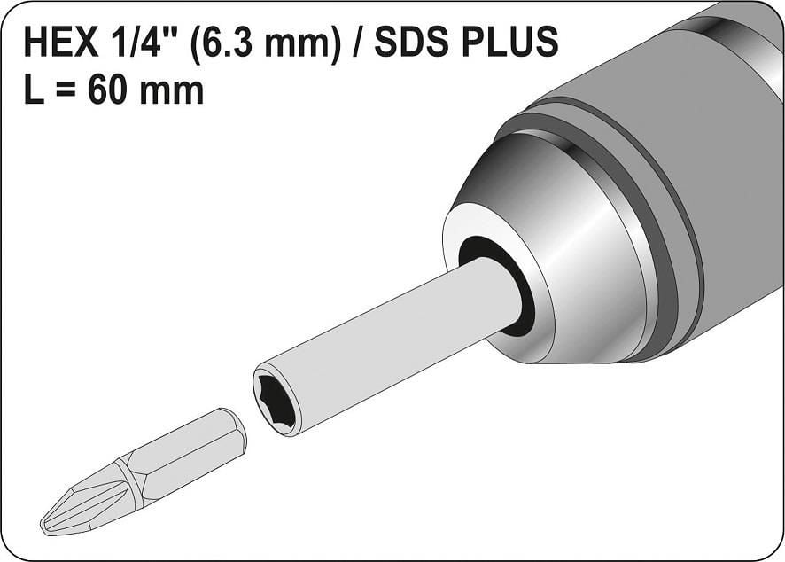 SDS Plus Adaptor biți la 1/4 „(YT-04690)