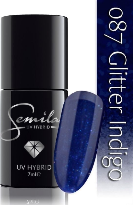 Oja semipermanenta Semilac, 087, Glitter Indigo, UV, LED, 7 ml