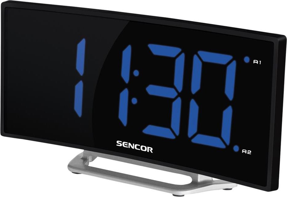 Ceas decorativ Sencor SDC 120 cu alarma, Negru/Argintiu