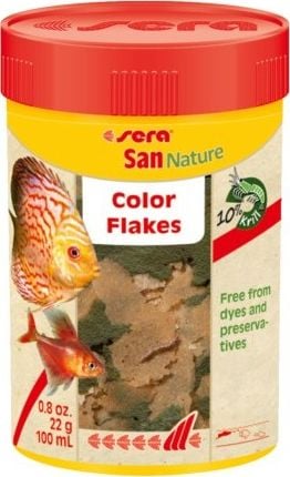 Sera San Nature 100 ml, fulgi - hrana premium care imbunatateste culoarea