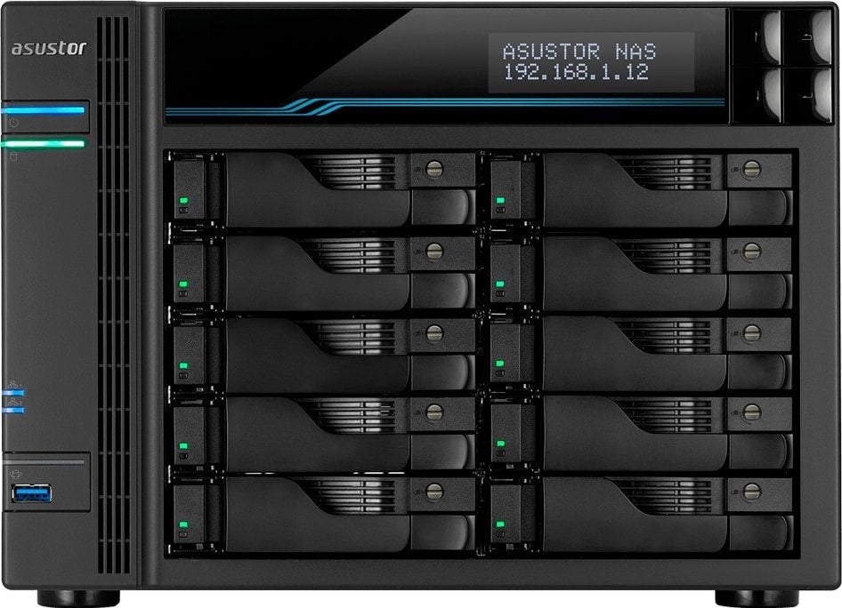 NAS - Server de fișiere Asustor AS6510T, 8 GB, 32 GB, 2,1 GHz, Negru