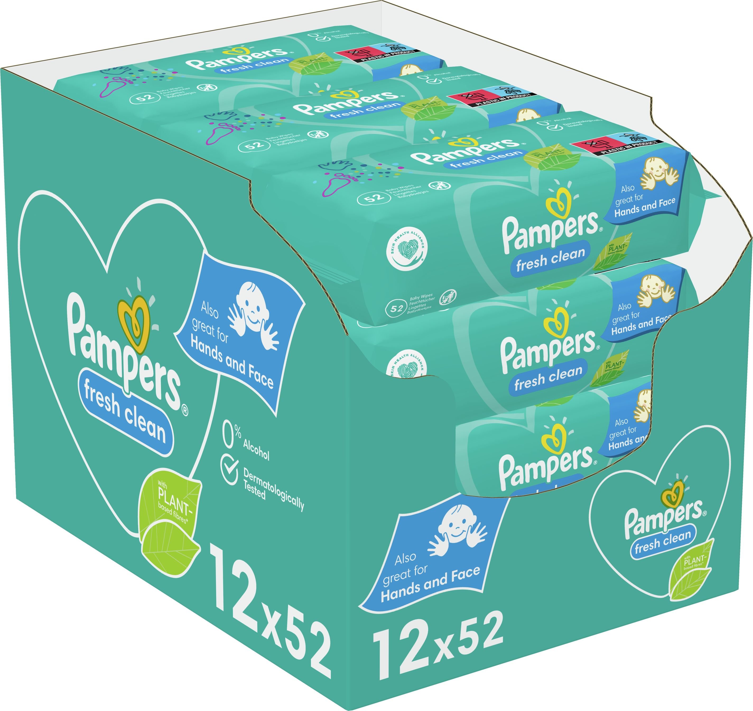 Servetele umede Pampers Fresh Clean, 12 pachete x 52, 624 buc