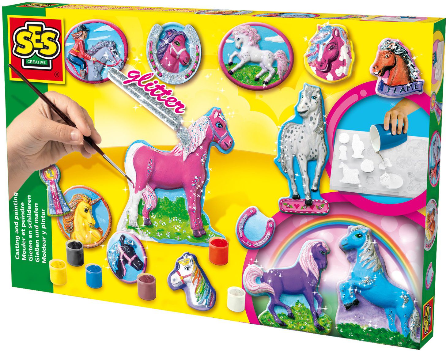 Figurine modelabile Fancy Horses, SES Creative, Gips inclus, 3 ani+, Multicolor