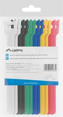 Set 12 Curele din velcro pentru organizarea cablurilor, Lanberg 41463, 15 cm x 12 mm, flexibile, multicolore