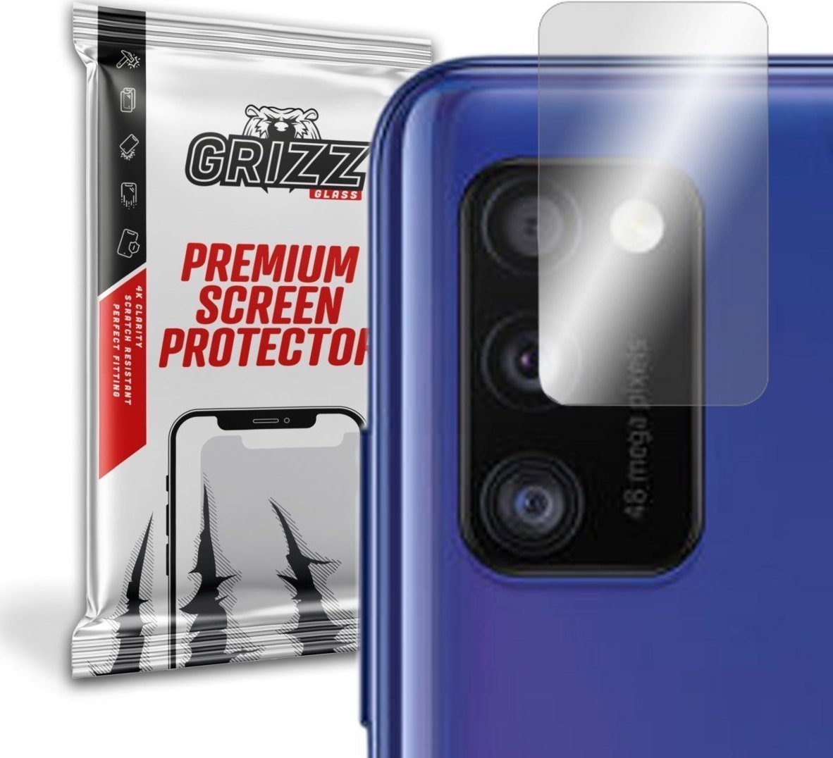 Set 2 folii protectie camera foto GrizzGlass HybridGlass pentru Samsung Galaxy A41, Transparent