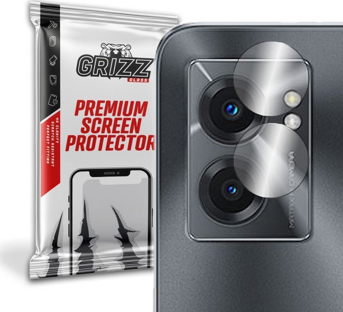 Set 2 folii protectie camera GrizzGlass HybridGlass pentru Realme V23, Transparent