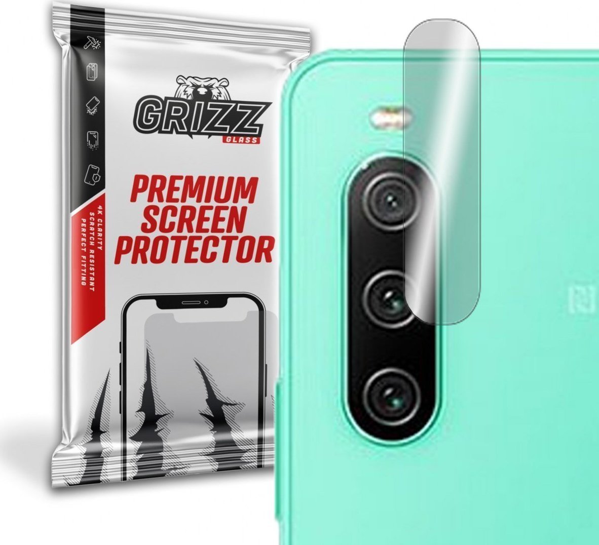 Set 2 folii protectie camera GrizzGlass HybridGlass pentru Sony Xperia 10 IV, Transparent