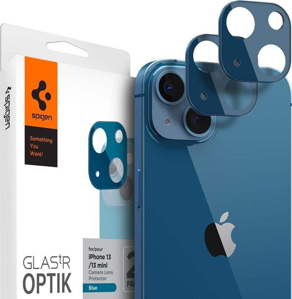 Set 2 folii sticla camera foto Spigen Optik compatibil cu iPhone 13/13 Mini Blue