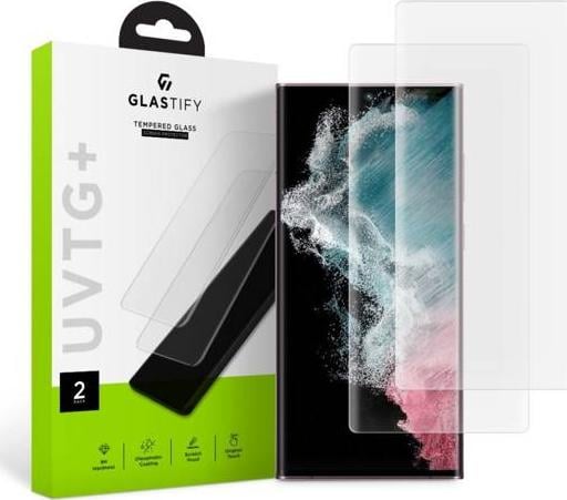 Set 2 folii sticla cu lampa UV Glastify UVTG compatibil cu Samsung Galaxy S22 Ultra