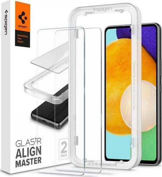 Set 2 folii sticla transparenta cu sistem de montare Case friendly Spigen ALM GLAStR compatibil cu Samsung Galaxy A53 5G
