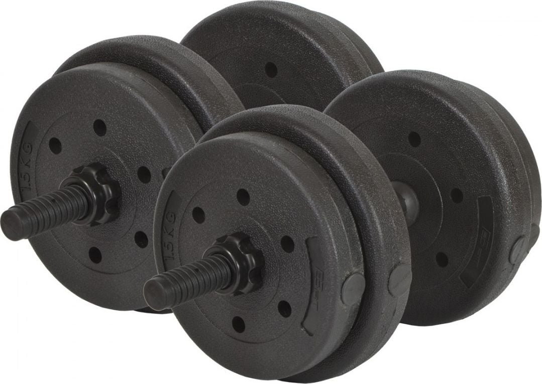 Set 2 gantere Eb Fit 16kg (2x8kg), Negru