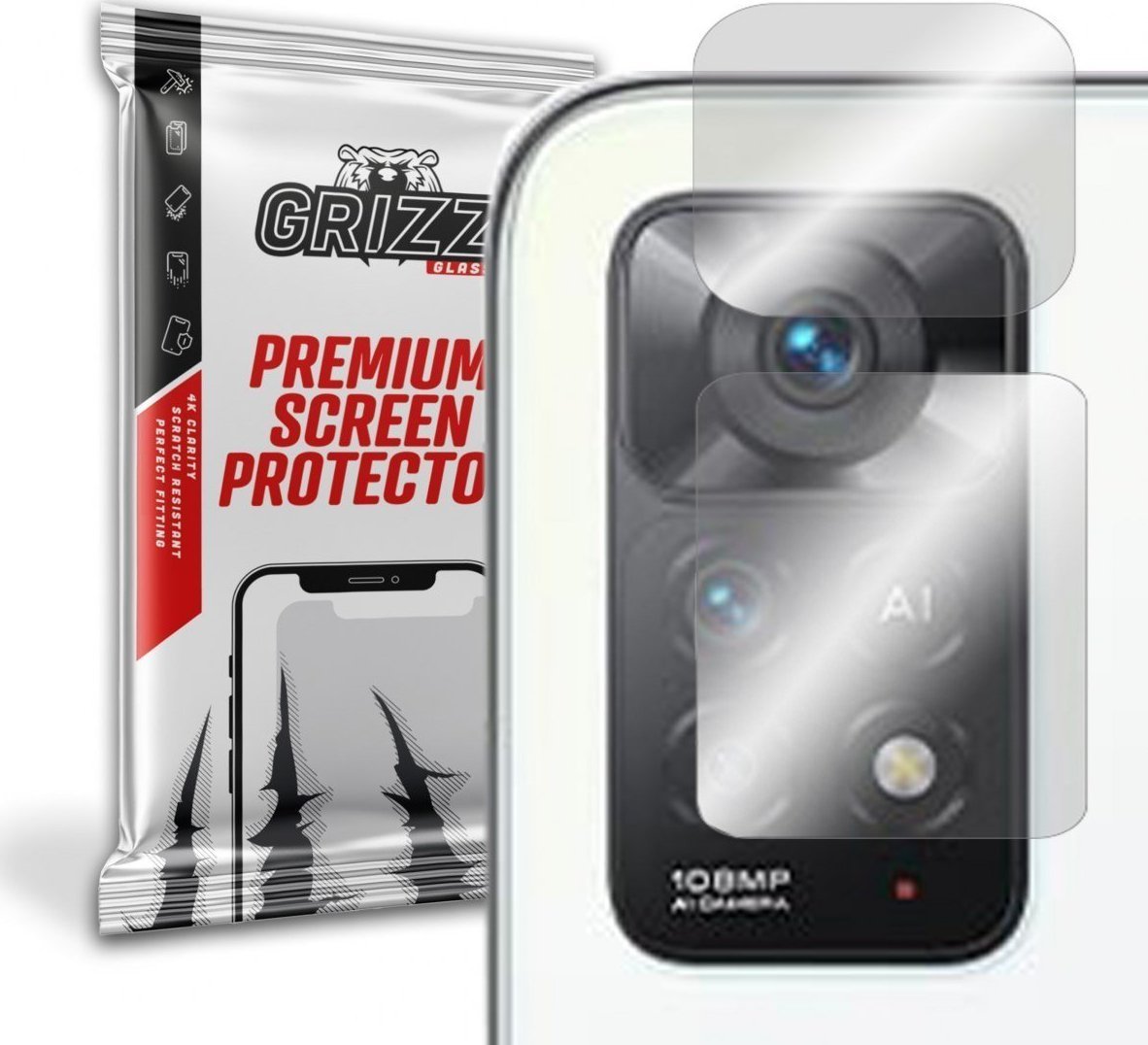Set 2 pachete folii camera foto GrizzGlass HybridGlass pentru Xiaomi Redmi Note 11E Pro, Transparent