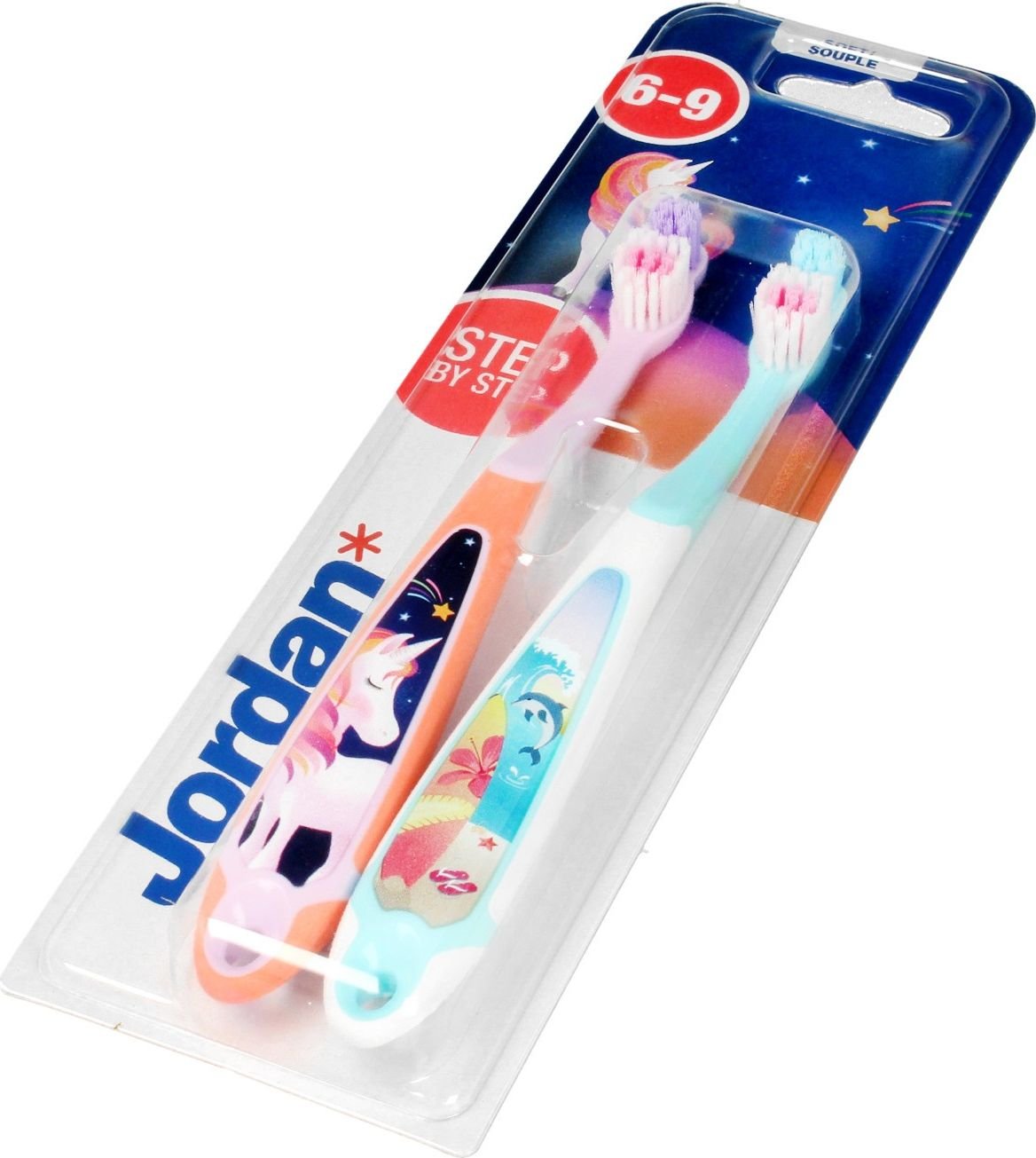 Set 2 periute de dinti Jordan pentru copii, 6-9 ani, Multicolor