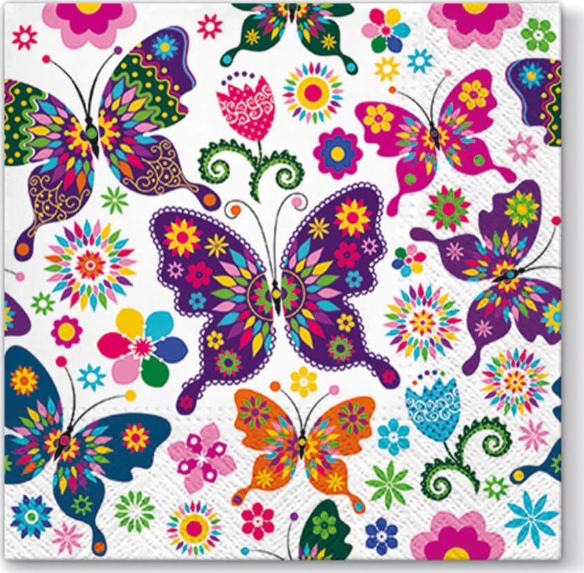 Set 20 servetele decorative Tete a Tete, Celuloza, Multicolor