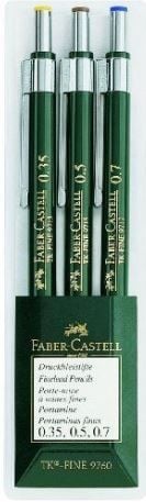 Set 3 creioane mecanice TK-Fine 0.35, 0.5, 0.7 mm, Faber-Castell