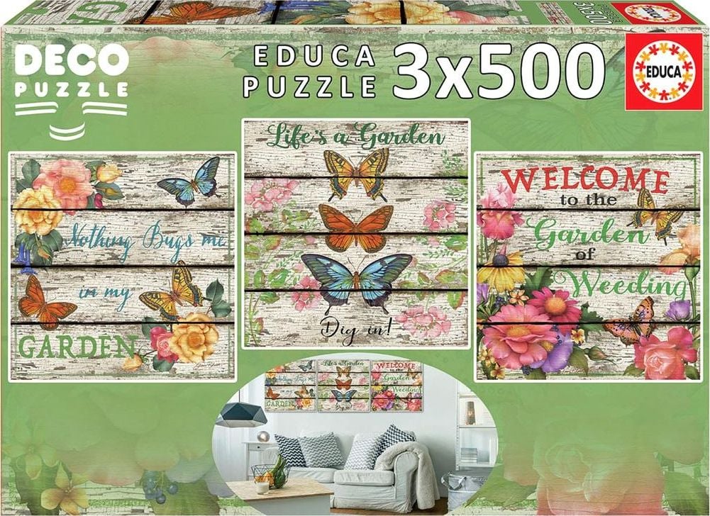 Set 3 Puzzle de 500 piese Deco Country Garden 17965, Educa
