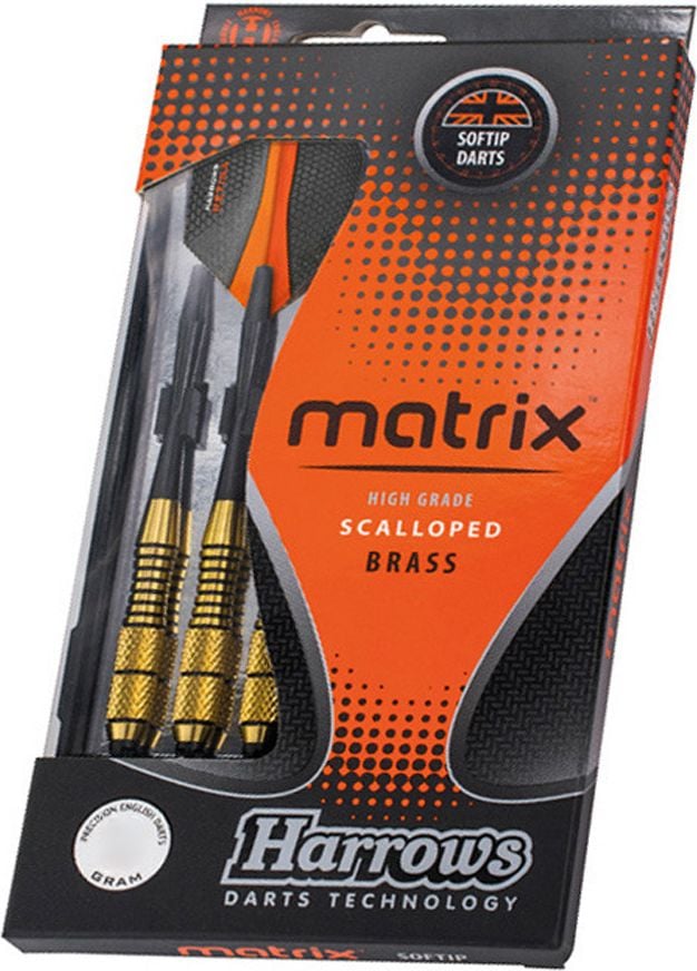 Set 3 sageti darts pentru board electronic Harrows, Matrix, Softtip, Alama, Negru/Portocaliu